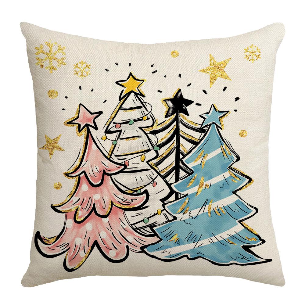 New Christmas Decorative Pillow Cover Linen Printed Sofa Bedside Home Pillow Cover Back Pillow Cushion
