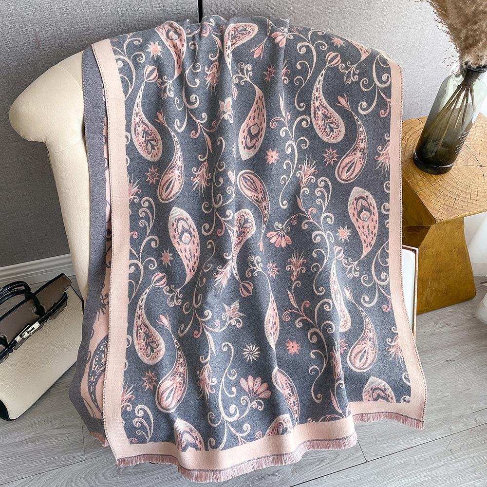 Scarf Women'S Versatile Long Scarf Imitation Cashmere Cashew Flower Shawl Women'S Scarf