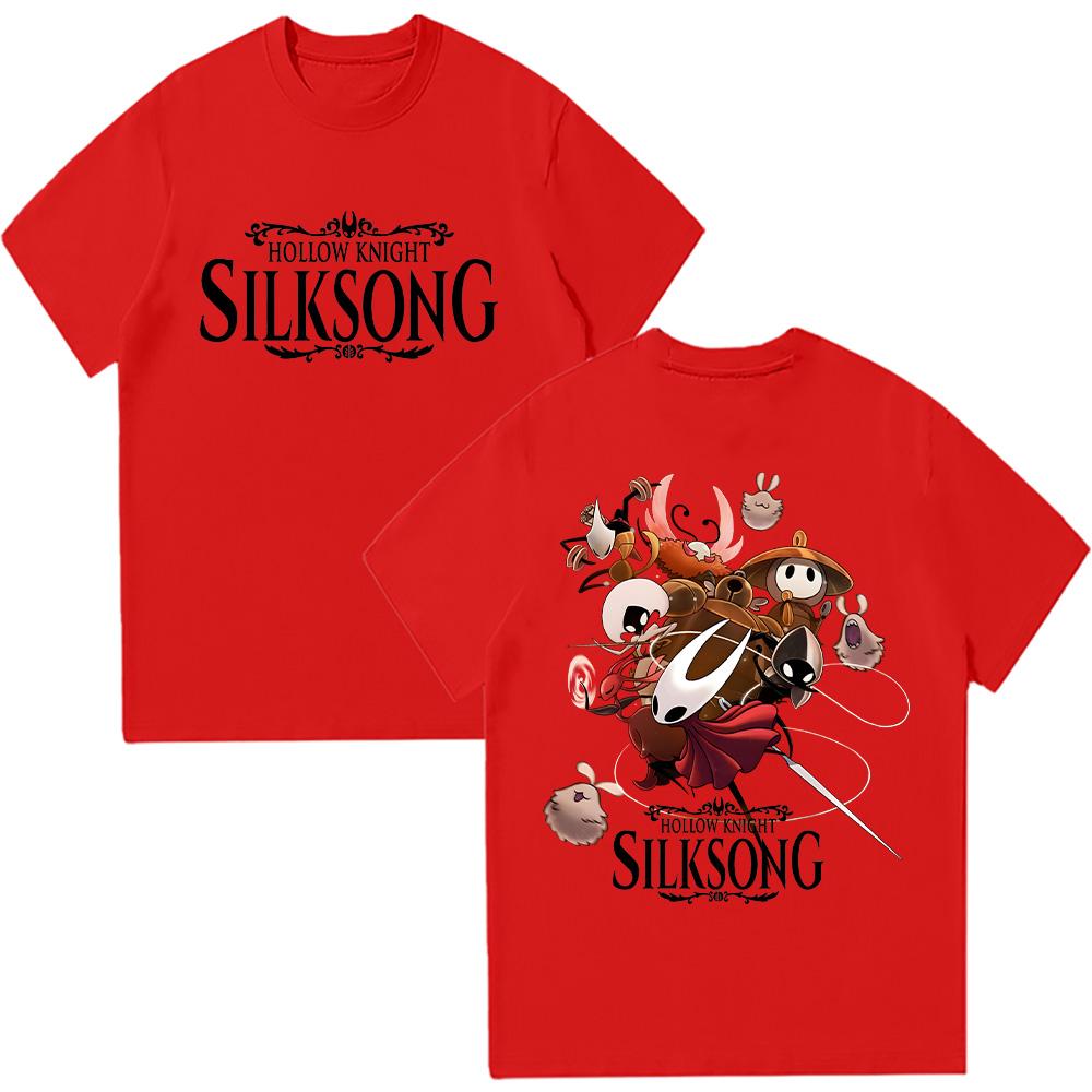 

Hollow Knight Silksong Графическая футболка Мужская одежда Повседневный топ с коротким рукавом Модная мультяшная горячая игра Унисекс футболка Хлопковая футболка XXL