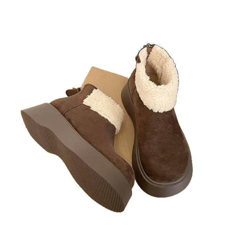 2025 new thick-soled heightening snow boots women's versatile winter casual velvet thickened non-slip warm cotton shoes women