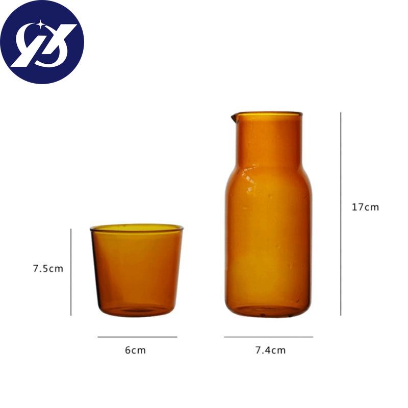 Japanese Style Transparent Candy Color Glass Teacup Set Simple Heat-Resistant Drinking Juice Cup With Tea Pitcher Water Bottle