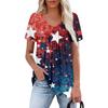 Women's Casual V-Neck Short Sleeve Chest Ruffle Printed Top