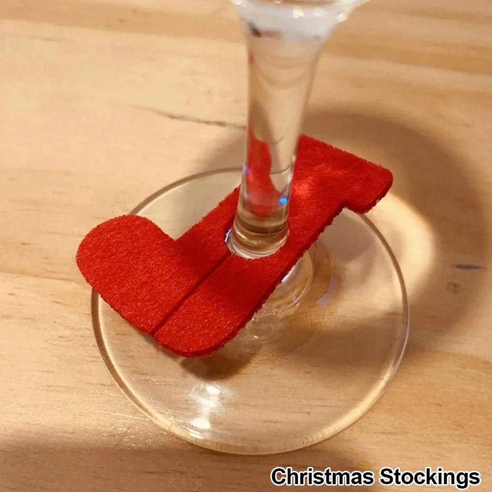 10pcs Felt Wine Cup Glass Ring Card Christmas Home Decoration Table Xmas New Year Eve Party Decoration Supplies Navidad Noel