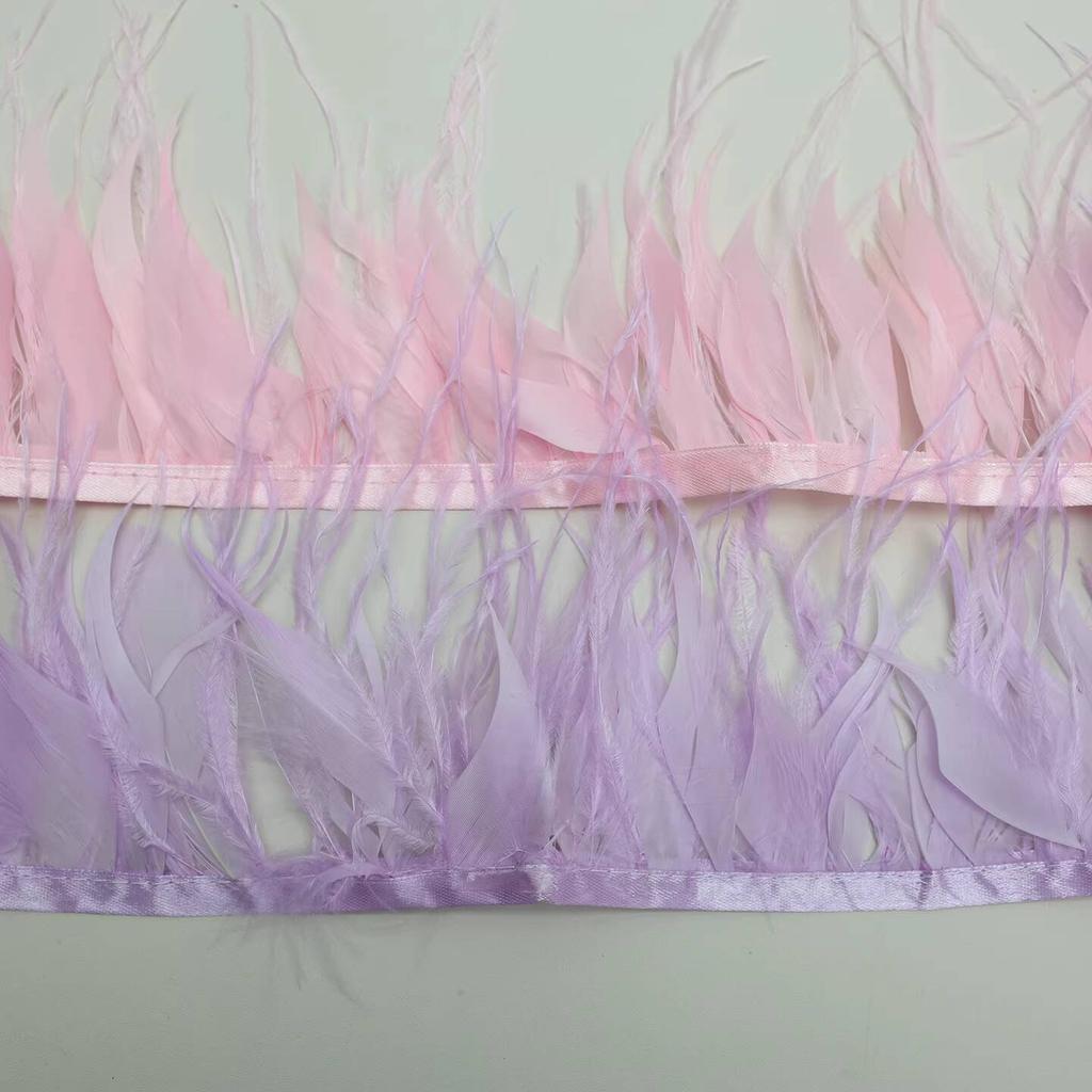 FeatherNew Feather Trim Ostrich Feather Skirt Trim Fabric Tape Fabric Craft DIY Accessories Bag Clothing Decoration Materials 10meters
