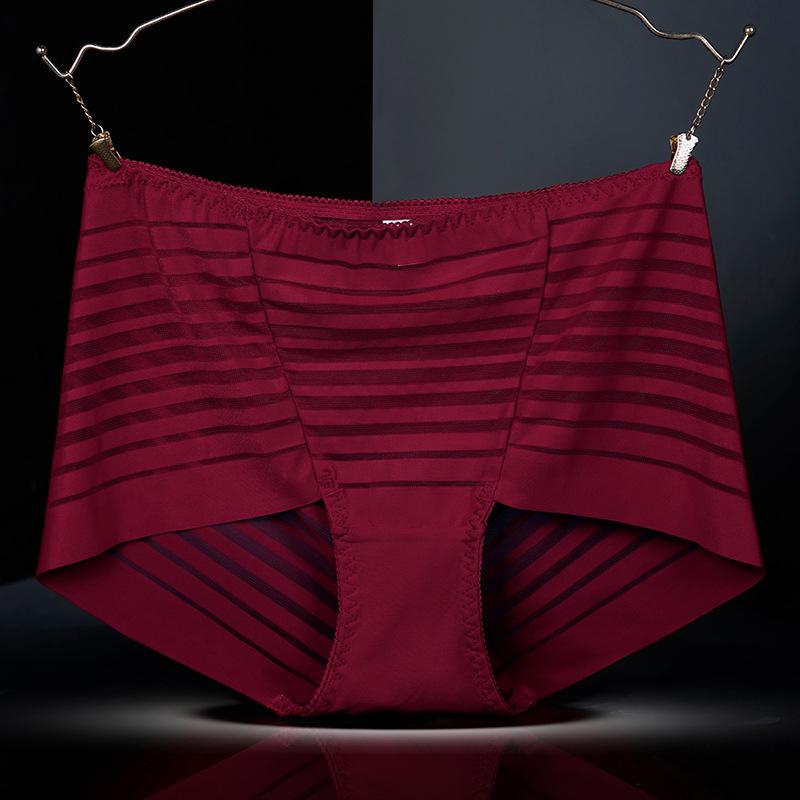 Plus Size Ladies Summer Sexy Lace Mesh Without A Mark In The Belly High Waist Triangle Briefs