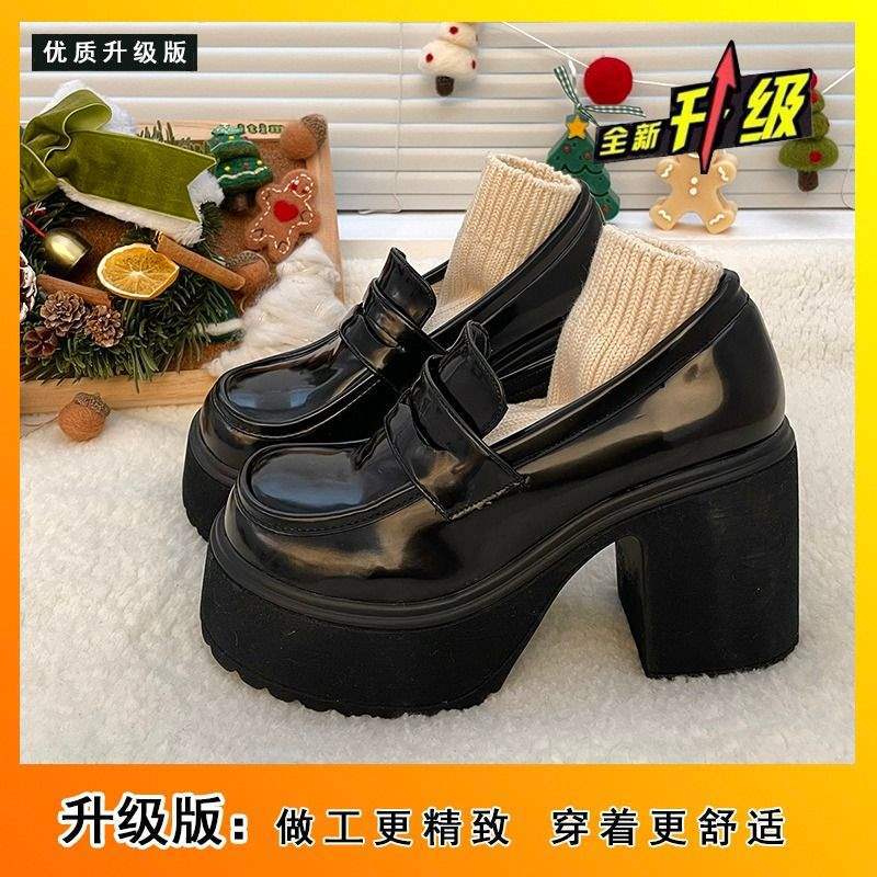 High-heeled Mary Jane small leather shoes women's platform heightening jk Japanese small loafers