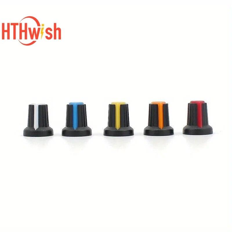 5colors*6pcs=30pcs/lot WH148 potentiometer knobs 15X17mm 6mm  potentiometer 5 colors knob cap Yellow Orange Blue White Red