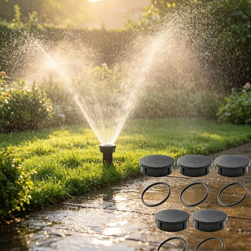 Sprinkler Replacement Cap with Fluoroelastomer Component and ABS Housing for Lawn and Garden Irrigation Maintenance