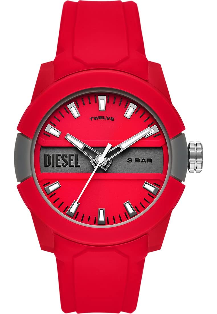 

Diesel Double Up 3 Hand Quartz Red Dial Watch DZ1980 Men s