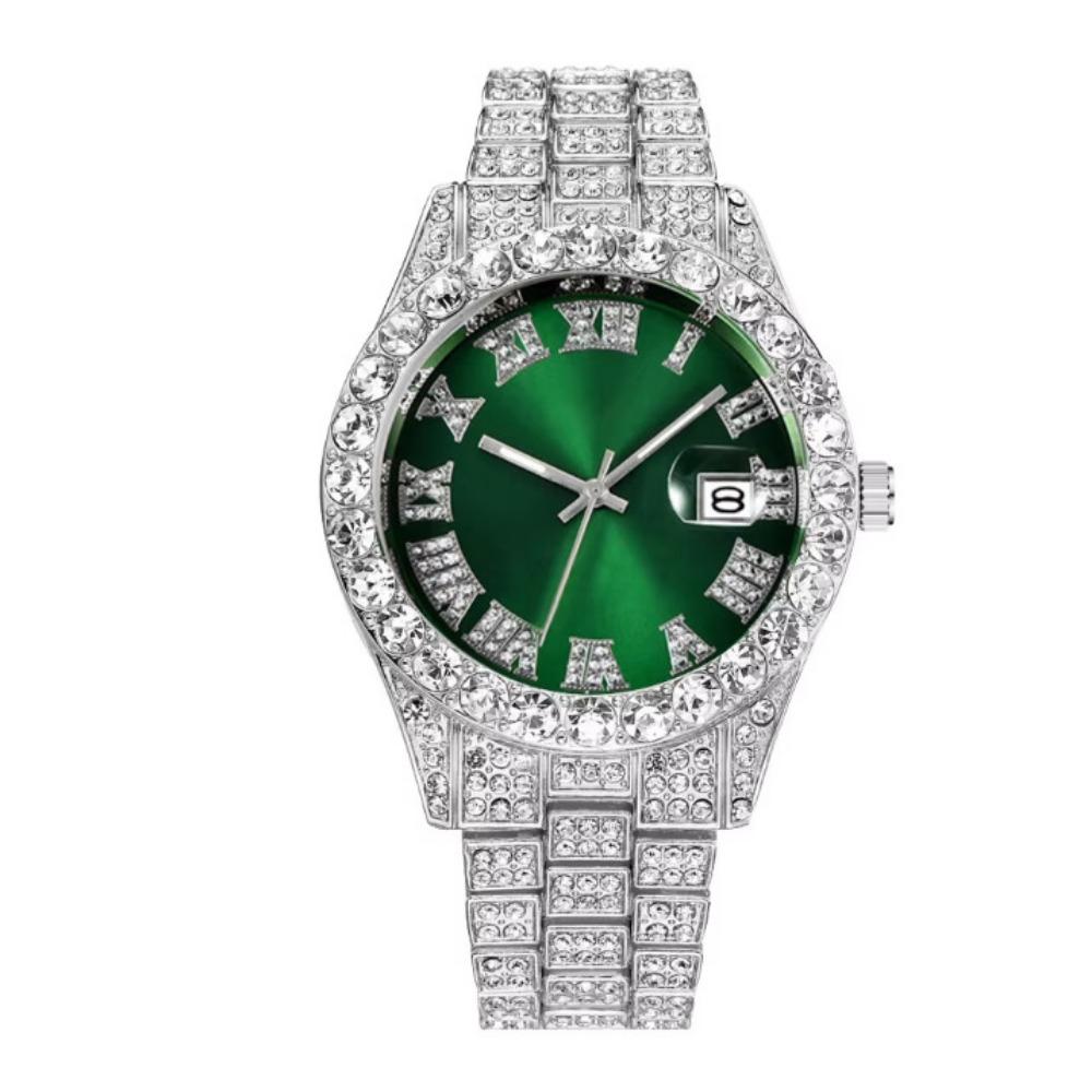 Full Diamond Men's Business Steel Belt Watch Quartz Watch