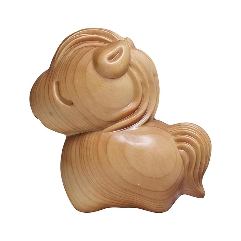 Natural Wood Miniature Horse Statue Artistic Handmade Craft Chinese Zodiacs Animal Figurine Ornament For Bookshelves Display