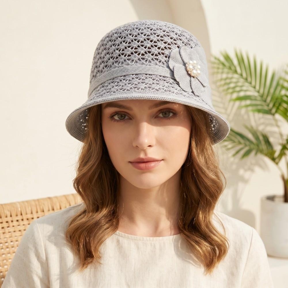 Elegant Hollowed-Out Sun Hat Adjustable Short-Brimmed Style Mother Flower Bucket Hat Breathable Lightweight Fisherman Hat