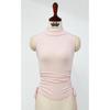 Women's Sporty Style Sleeveless Tight T-Shirt with Ruffled Base Layer, Half-High Neck, Thin and Slightly See-Through