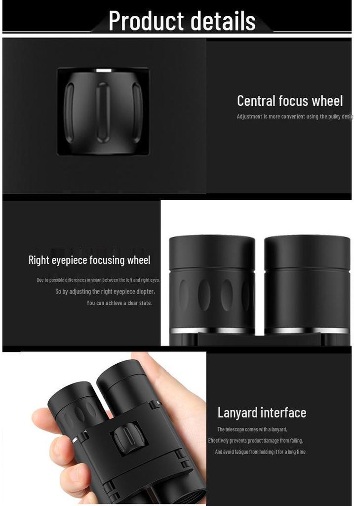 Portable HD High Magnification Outdoor Double Barrel Binoculars