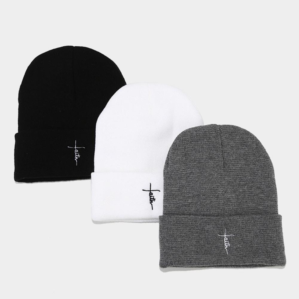 Embroidered Beanies Hats Cotton Knitted Hats Winter New Ear Protection Hat