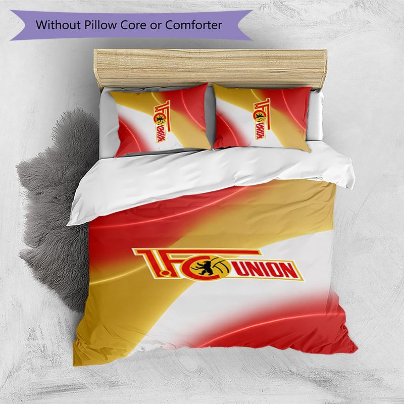 Set Lenzuola 3 Pezzi Stampato Union Berlin FC Traspirante Copripiumino con Federe Biancheria da Letto Decorativa per Camera da Letto Casa