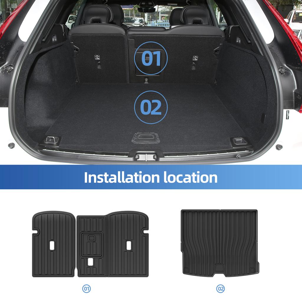 Smabee Left Drive for Volvo XC60 2018-2024 Fuel TPE Car All- Weather Floor Mats Trunk Pad Foot Liner Cargo Accessories Black
