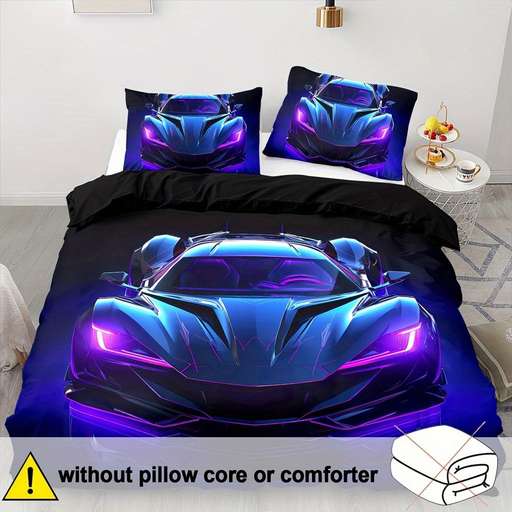 Racing Pattern Digital Printing Quilt Cover Three-Piece Youth Bedding Bedroom Decoration