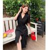 Tiro real, vestido estilo Hepburn para mujer, nuevo de verano, diseño de nicho francés, vestido con cintura marcada y delgado