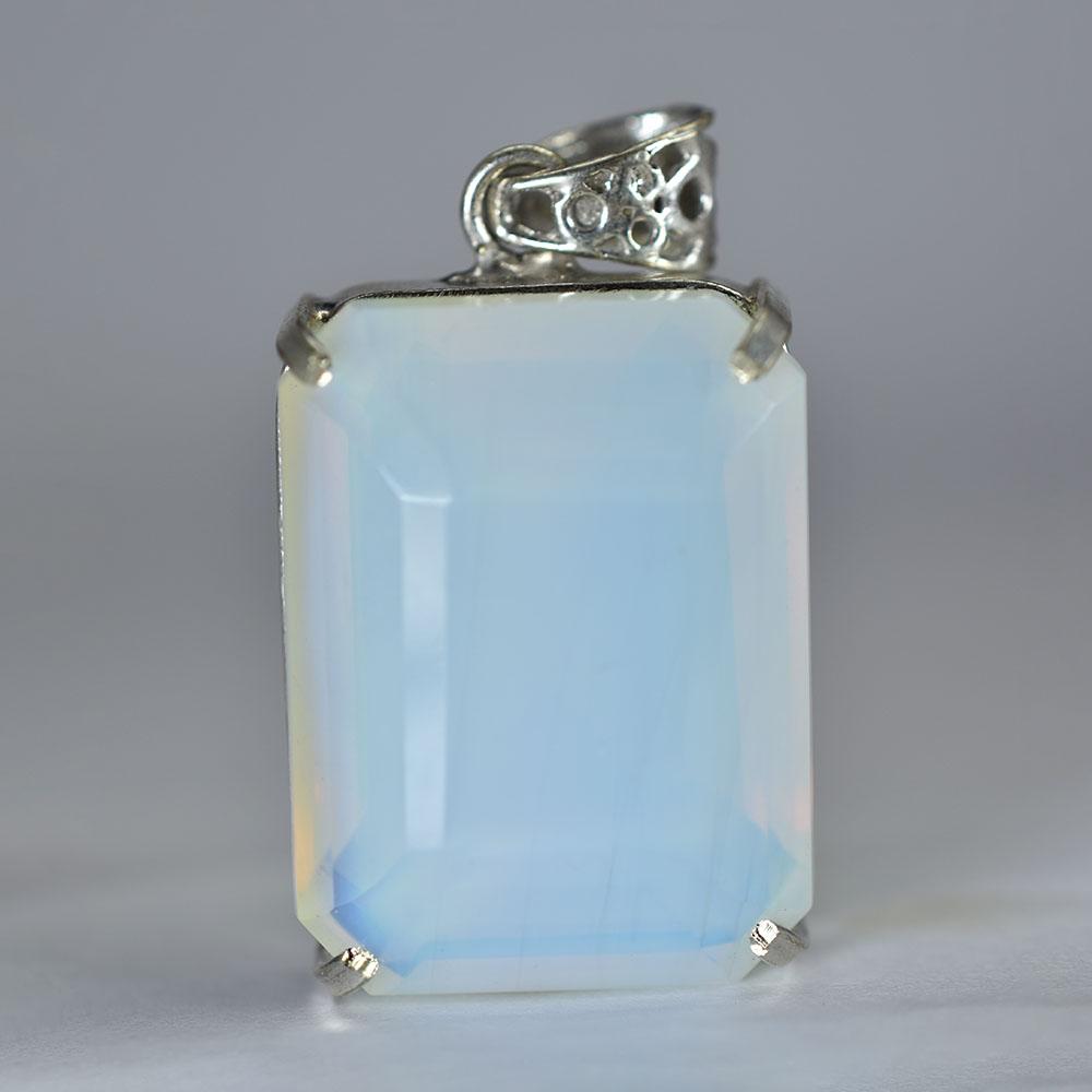 CERTIFIED 100 Ct Natural Multicolor Opal 925 Sterling Silver Emerald Pendant MY.PD-332-NS