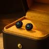 Vintage Elegant Zircon Deep Blue Ear Studs S925 Silver Earrings for Women