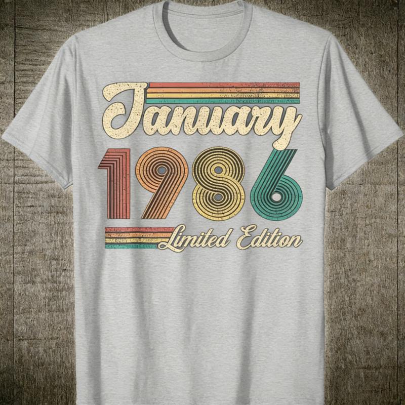 January Birthday Est 1986 Limited Edition Vintage 40th Unisex Printed TShirt Tops Commuter Allmatch Fashion Casual Shortsleev