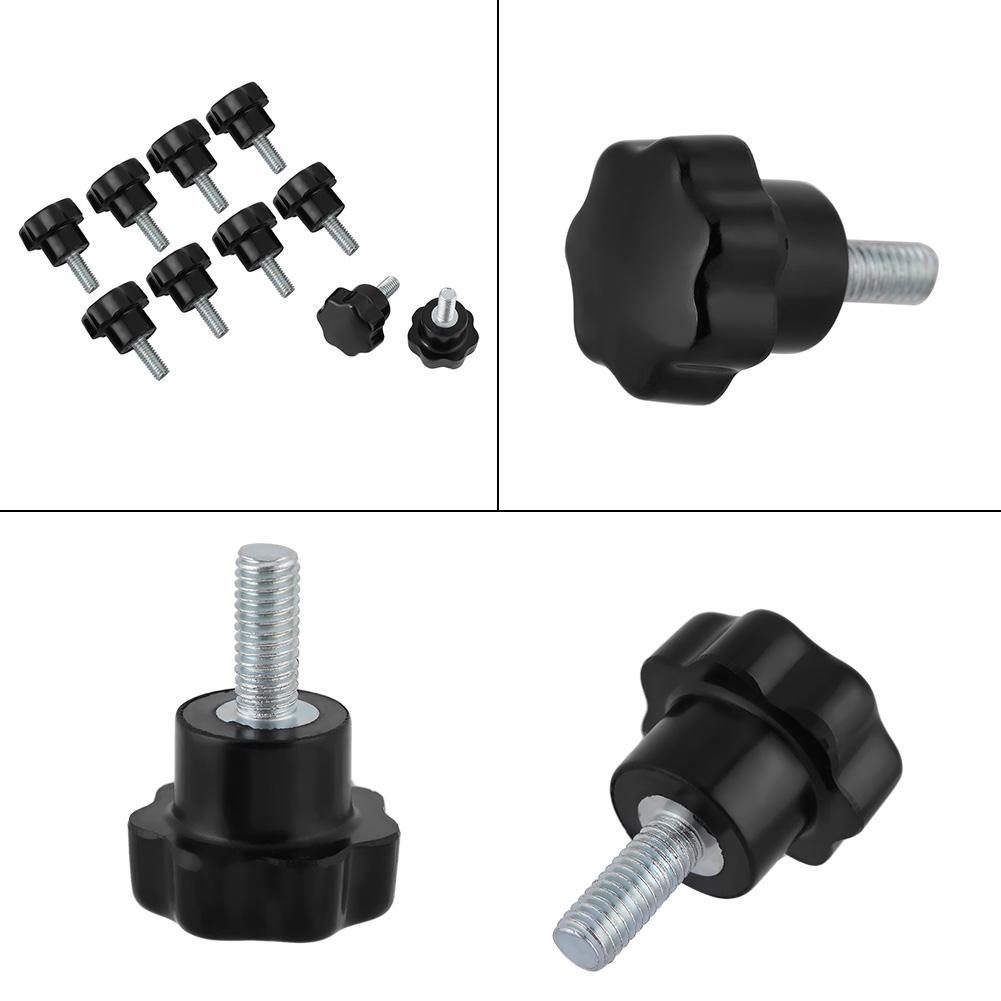 10pcs M5*16 Plastic Star Type Head Knob Handle Bolt Machine Tool Accessories Set Black