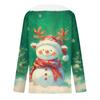 Women's Christmas Printed Long Sleeved Party Plush Neck V-neck Top