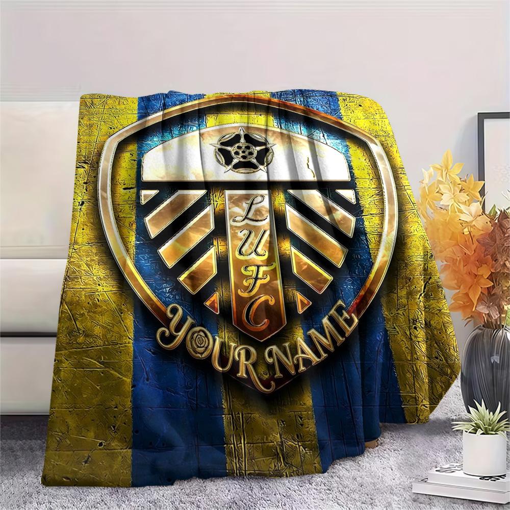 1PC Leeds Crest Custom Name Patterned Flannel Blanket Suitable For All Seasons For Home Decor Warmth And Comfort Gifts Holiday Present
