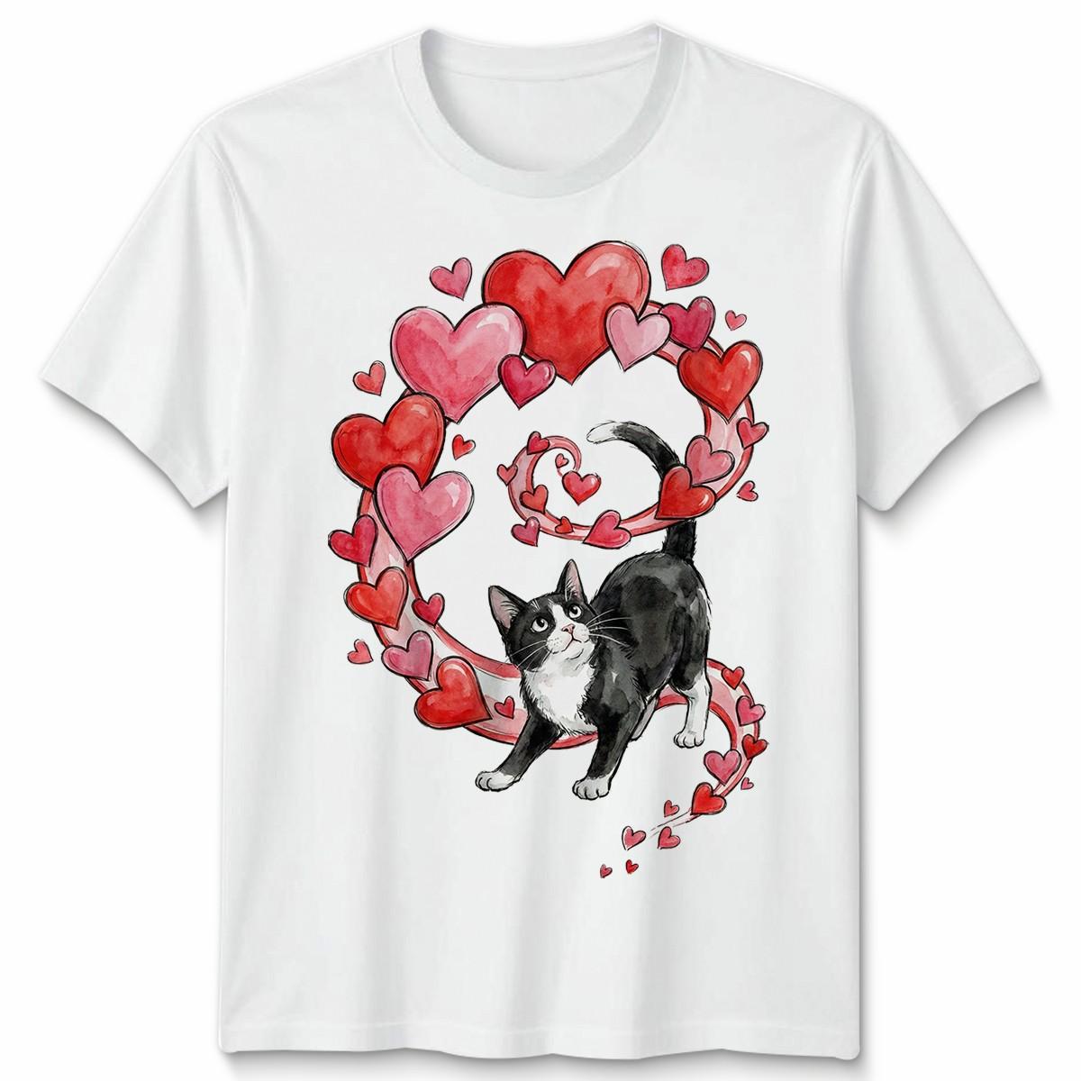 Cat Hearts Lovers Animals Cats Mens T-Shirt Womens Tee Graphic Tee S разноцветный