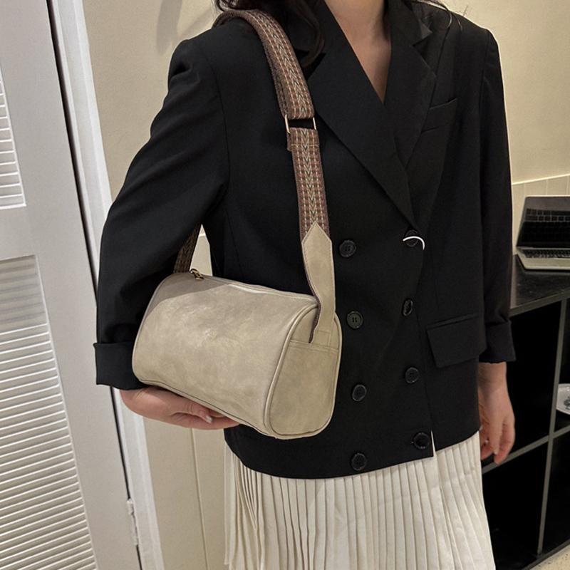 Vintage Shoulder Bag For Women Fashion Wide Strap Crossbody Bag Retro Pillow Messenger Handbag Ladies Tote