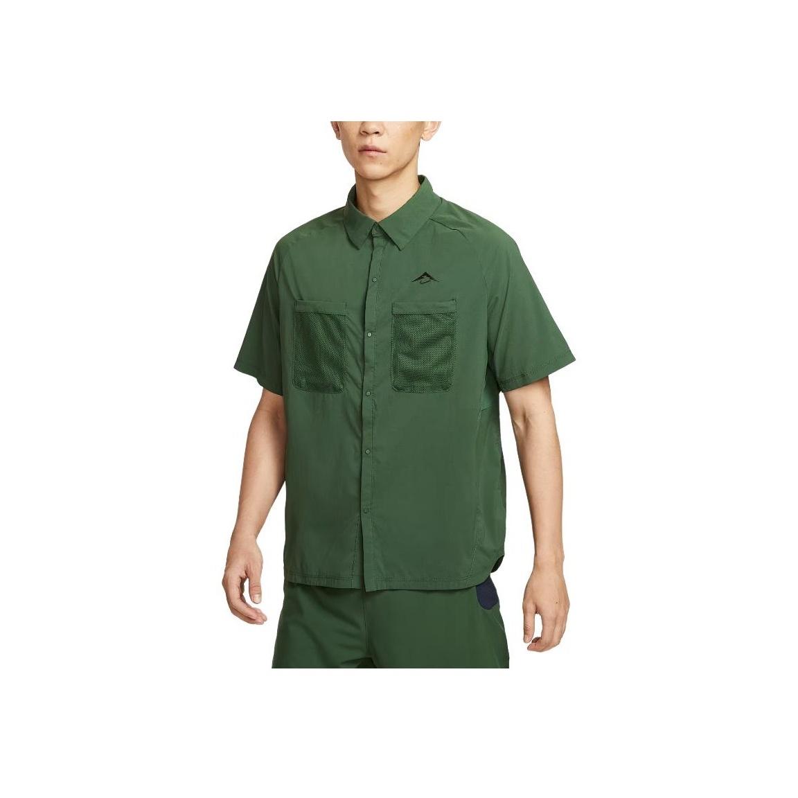 

Nike Однотонная рубашка с карманом, на одной пуговице, с коротким рукавом, мужская, зеленая HV2165323 XXL