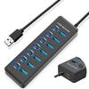 USB Hub 7 Port Hub USB Expansion with Independent Switch Gen1 5Gbps High Speed Transfer Work from Home Laptop Compatible with PCs USB Hub USB3.0