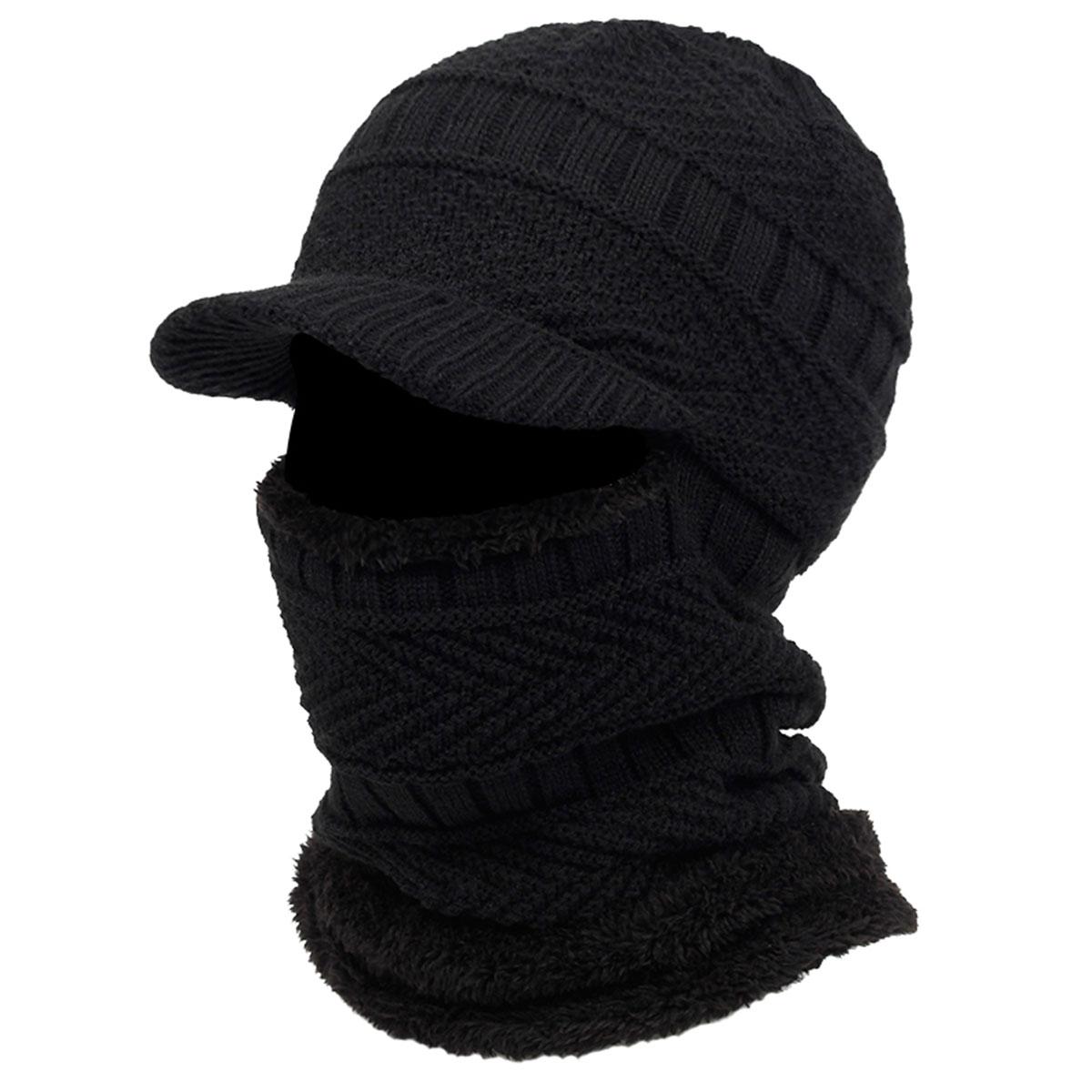 

Унисекс Балаклава Вязаная Шапка Шерстяной Шарф Теплые Шапки Осень Зима Уличные Досуговые Шапки Дорожные Аксессуары для Женщин Мужчин чёрный