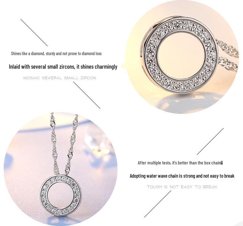 925 Sterling Silver Halo of Love Pendant Necklace, Micro-Paved Korean Fashion Jewelry