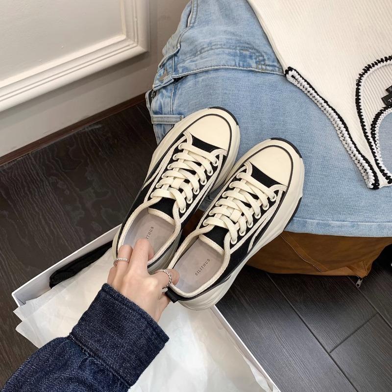 

Новые женские парусиновые туфли на толстой подошве, увеличивающие рост, плоские, повседневные и универсальные спортивные туфли 35