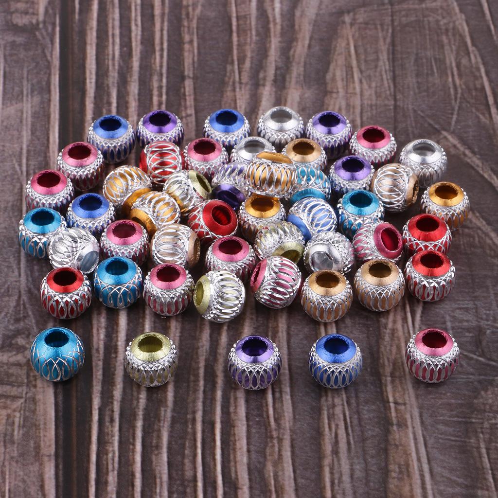 

50 шт. алюминиевые круглые бусины с большими отверстиями для изготовления ювелирных изделий своими руками 6 мм 12MM разноцветный