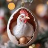 Christmas Ornament Acrylic Animal Egg Tree Pendant 2D Chicken Duck Turtle Eggshell Farm Decorations Holiday Gift for Family Friends