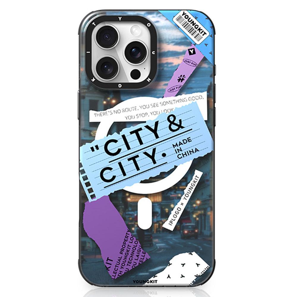 

YOUNGKIT City Series for iPhone 16 Pro Max Magnetic Case Shockproof IMD TPU Phone Cover Cityscape