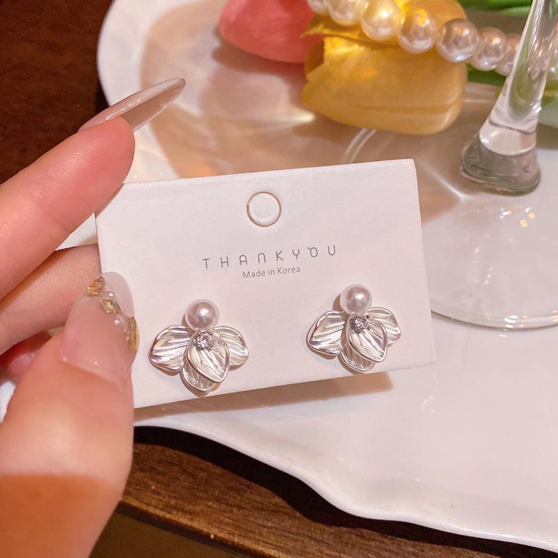 S925 Silber Blumenperlenohrringe - Eleganter und luxuriöser Damenschmuck