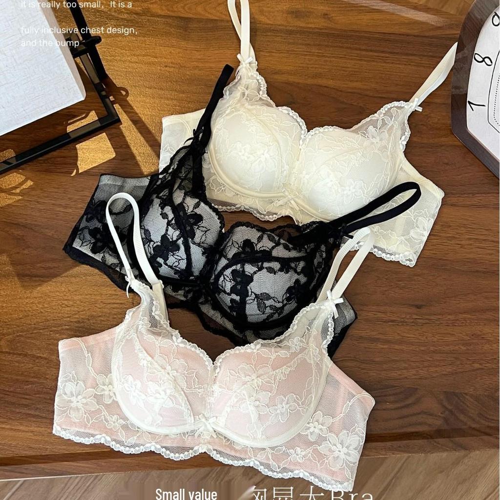Japanese Sexy Lace Lingerie Set: Wireless Bra for Small Bust, with Beautiful Back Design and Panties.