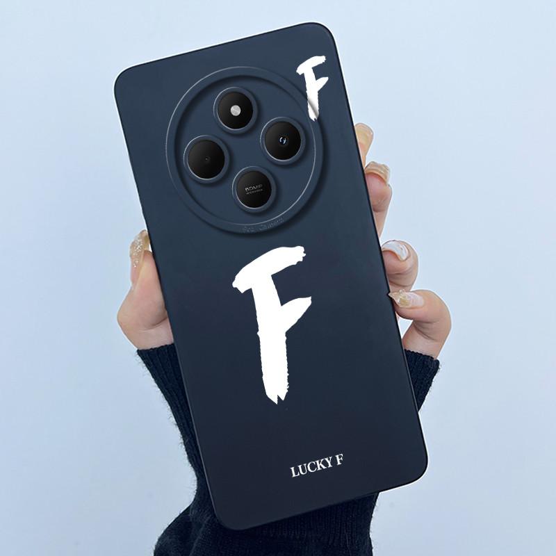 

For Xiaomi Redmi 14C 4G A3Pro 4G/ Xiaomi Poco C75 4G M7 5G Case Lucky Initial Letter Liquid Soft Silicone Protective Cover Phone Redmi A3 Pro 4G