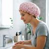Cuffia da Doccia Impermeabile con Bordi Elastici, Fantasia Ciliegie, Cuffia da Bagno Comoda a Doppio Strato per Capelli Lunghi e Corti