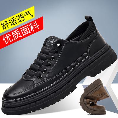 2024 Herbst und Winter neue Herren handgefertigte Online Casual Lederschuhe Herren runde Zehenpartie Plateau Outdoor Schuhe vielseitige Einzelne Schuhe 2371