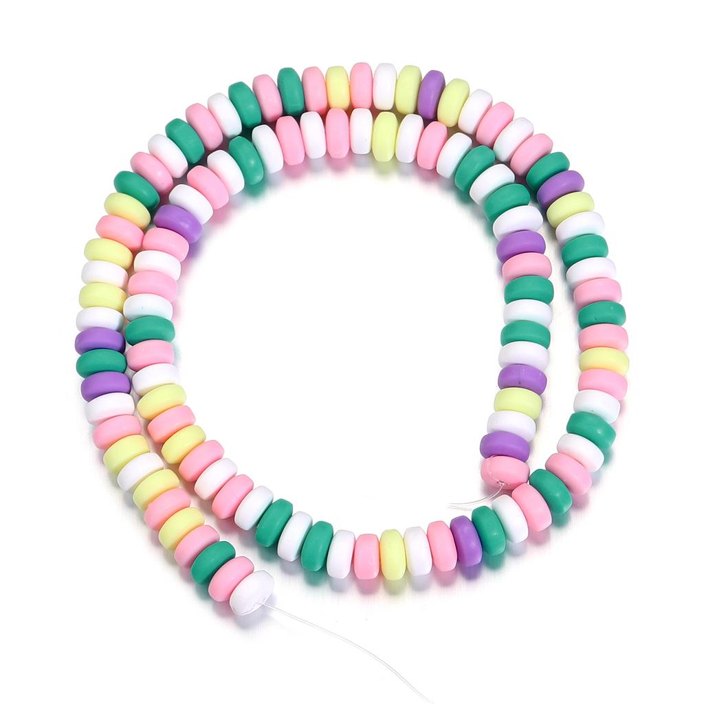 1String Polymer Clay Beads Colorful Loose Spacer Flat Round Beads For DIY Bracelet Necklace Charm Jewelry Accessories Wholesale