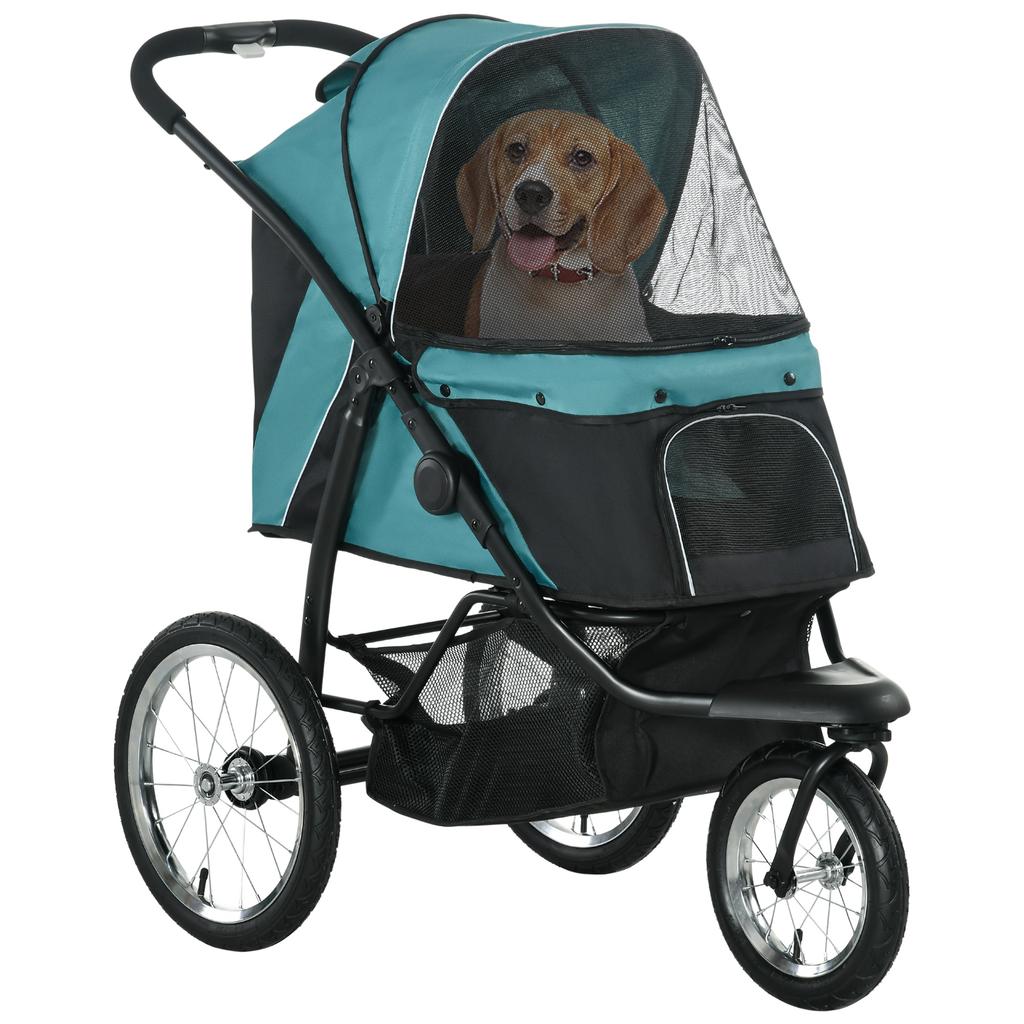 Folding Dog Stroller, All-Terrain, Adjustable Canopy, 111 x 58 x 107 cm, Dark Green