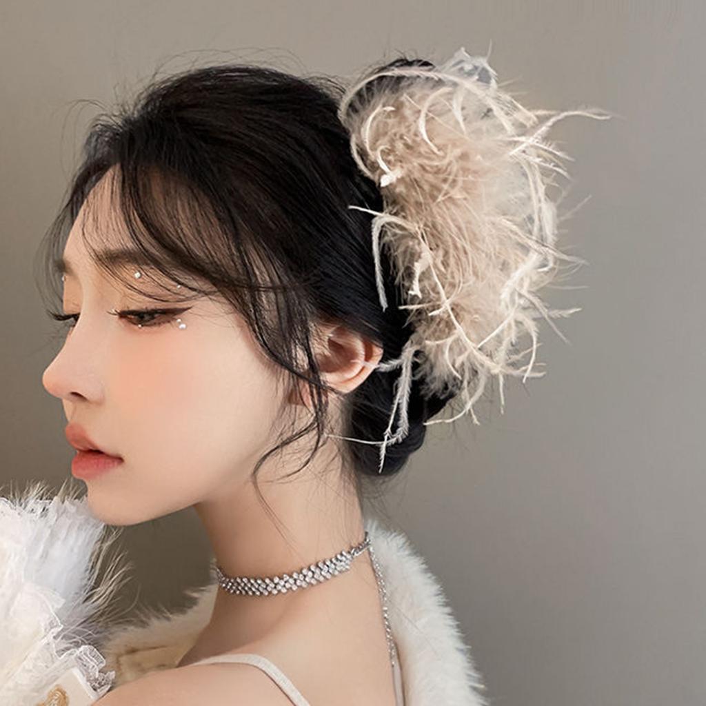 Hair Claw Clip Feather Theme Hair Claw Clamp Lovely 1920s Hair Holder Barrettes Strong Hold Hairpin for Girls