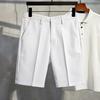 Pánské oblekové kalhoty, formální obchodní styl, kancelářské kraťasy, rovné volné, střední pas, zapínání na zip, čisté barvy, kalhoty ke kolenům