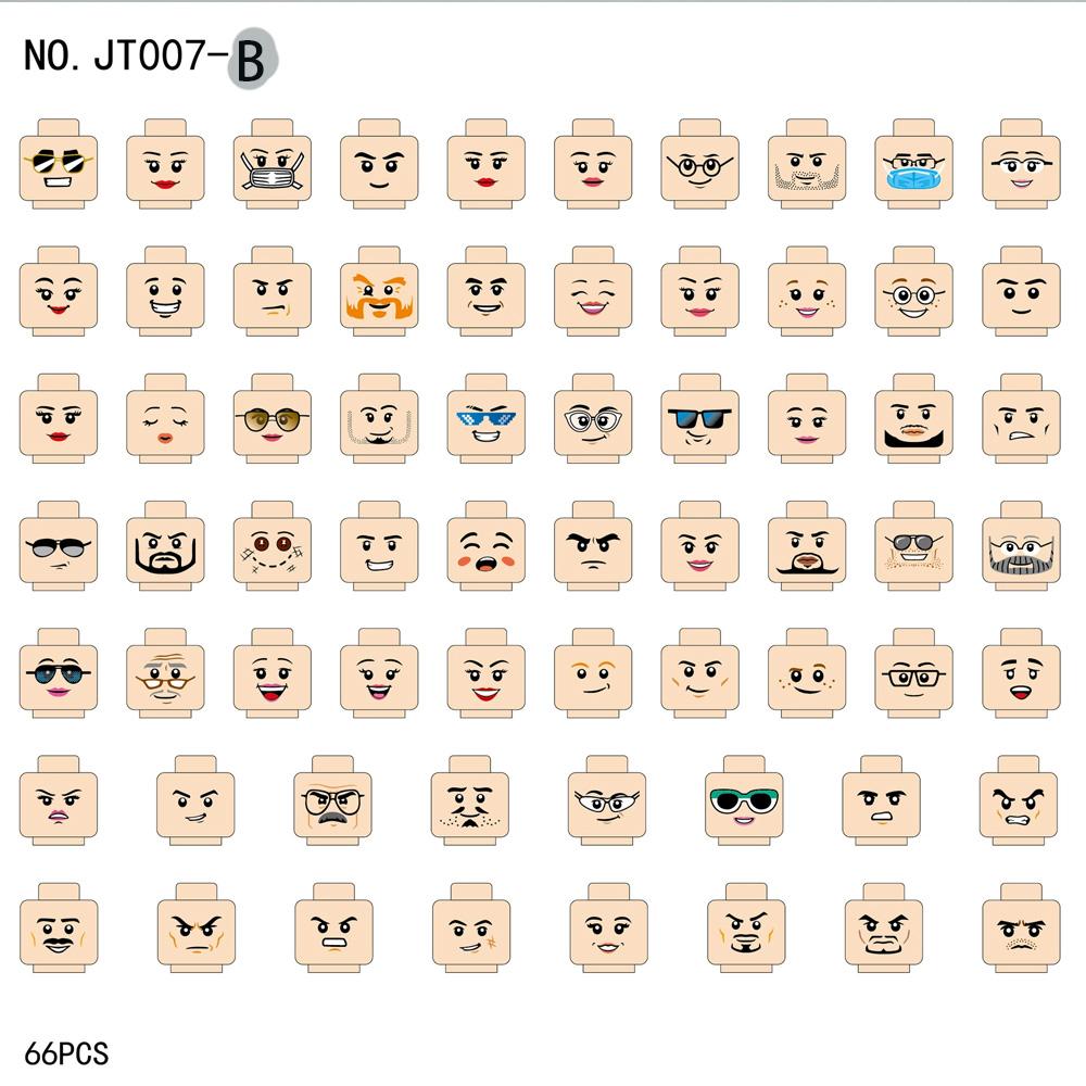 Hot 66pcs/lot Mini Figure Creativity Head Faces Laugh Cry Cute Facial Expression Blocks Construction Bricks Model Children Playthings JT007-A -B
