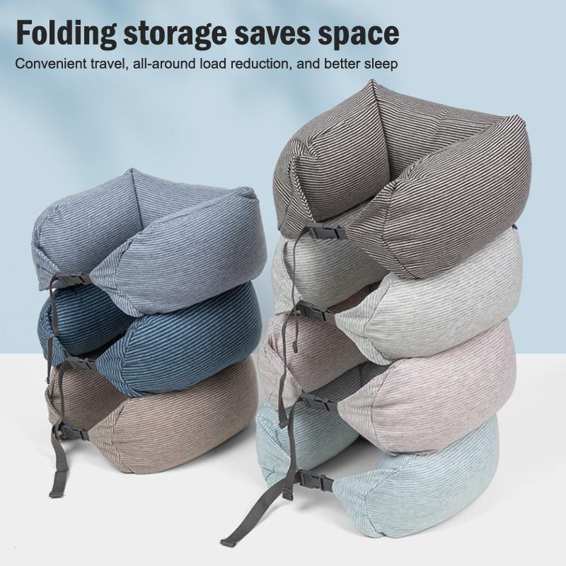 Neck Pillow Neck Support Breathable Stuffable U-Shaped Pillow With Hidden Zipper Adjustable Drawstring Neck Pillow For Travel